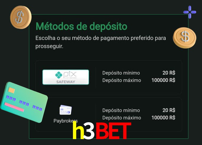 O cassino h3bet oferece uma grande variedade de métodos de pagamento